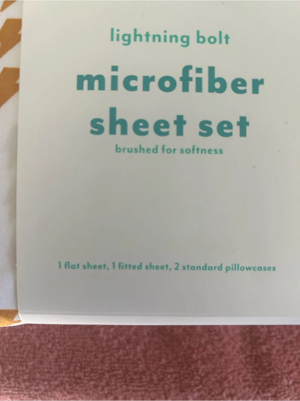 Pillowfort White Microfiber Sheet Set with Gold Lightning Bolt Print